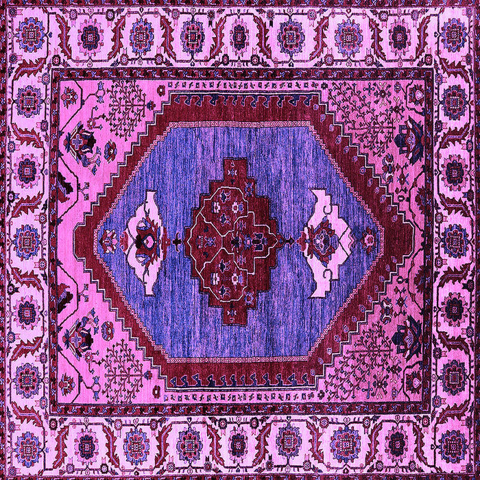 Square Machine Washable Oriental Purple Industrial Area Rugs, wshurb2452pur