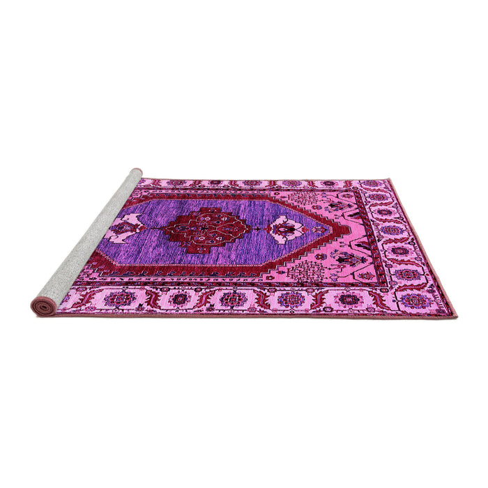 Sideview of Machine Washable Oriental Pink Industrial Rug, wshurb2452pnk