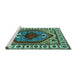 Sideview of Machine Washable Oriental Turquoise Industrial Area Rugs, wshurb2452turq