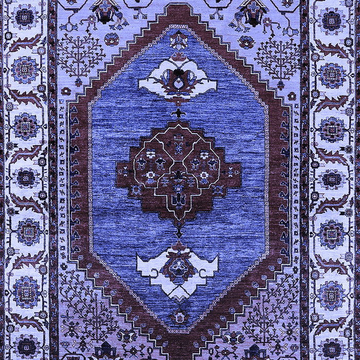Machine Washable Oriental Blue Industrial Rug, wshurb2452blu