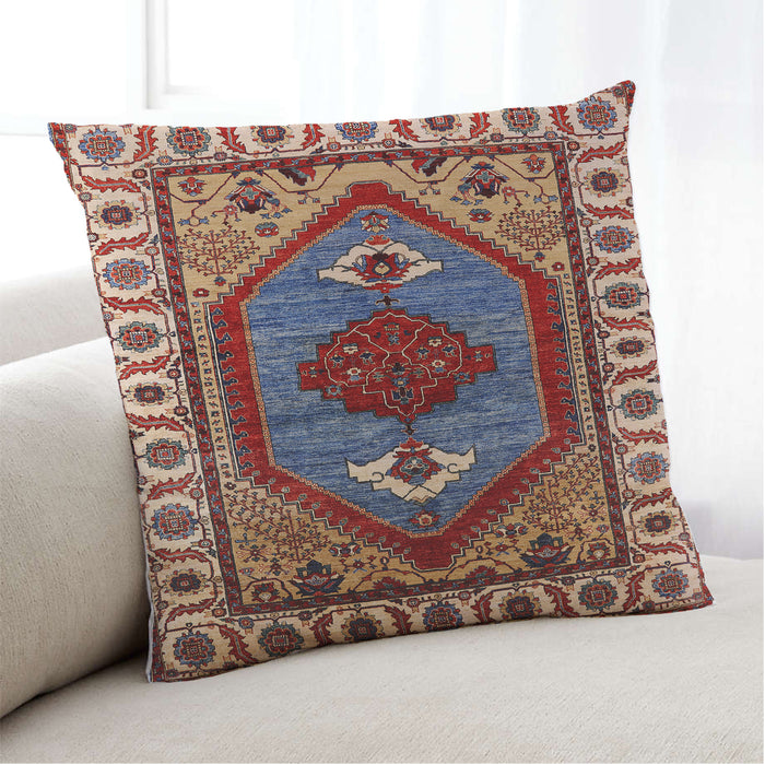 Lifestyle Image of Mid-Century Modern Urban Square Camel Brown Throw Pillow, 18 inch by 18 inch, pwurb2452