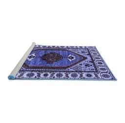 Sideview of Machine Washable Oriental Blue Industrial Rug, wshurb2452blu