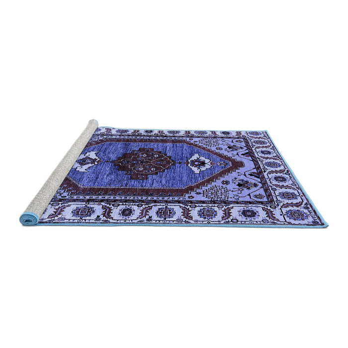 Sideview of Machine Washable Oriental Blue Industrial Rug, wshurb2452blu