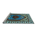 Sideview of Machine Washable Oriental Light Blue Industrial Rug, wshurb2452lblu