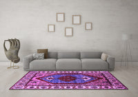 Machine Washable Oriental Purple Industrial Rug, wshurb2452pur