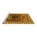 Sideview of Machine Washable Oriental Yellow Industrial Rug, wshurb2452yw