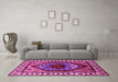 Machine Washable Oriental Pink Industrial Rug in a Living Room, wshurb2452pnk