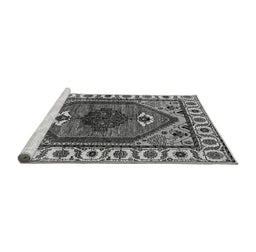 Sideview of Machine Washable Oriental Gray Industrial Rug, wshurb2452gry
