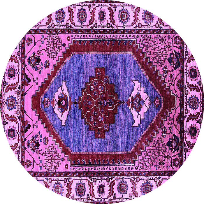 Round Machine Washable Oriental Purple Industrial Area Rugs, wshurb2452pur