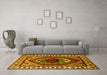 Machine Washable Oriental Yellow Industrial Rug in a Living Room, wshurb2452yw