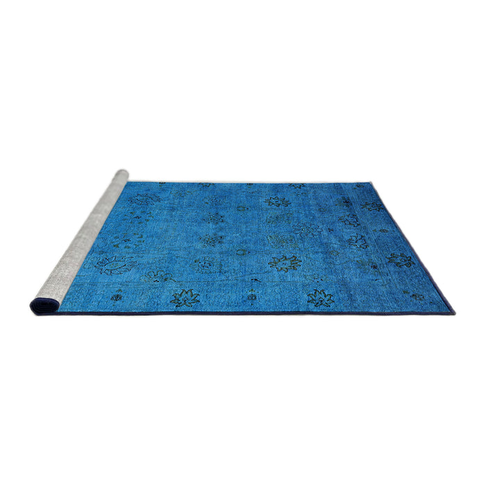 Sideview of Machine Washable Industrial Modern Deep Sky Blue Rug, wshurb2453