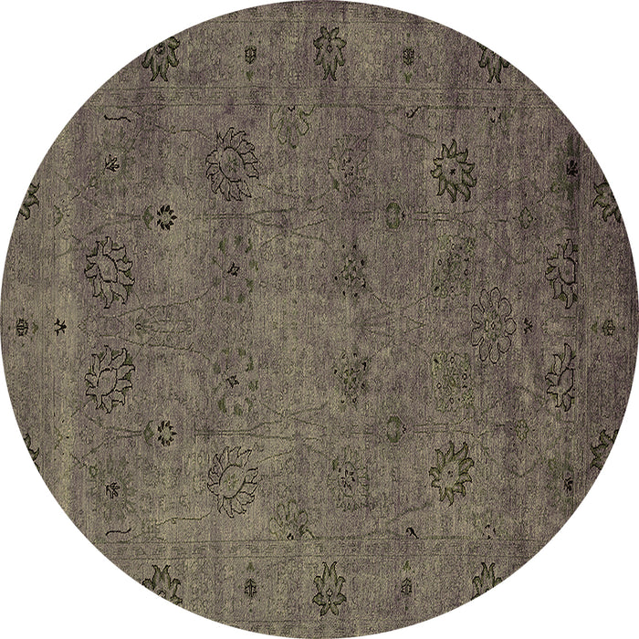 Round Oriental Brown Industrial Rug, urb2453brn