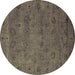 Round Oriental Brown Industrial Rug, urb2453brn