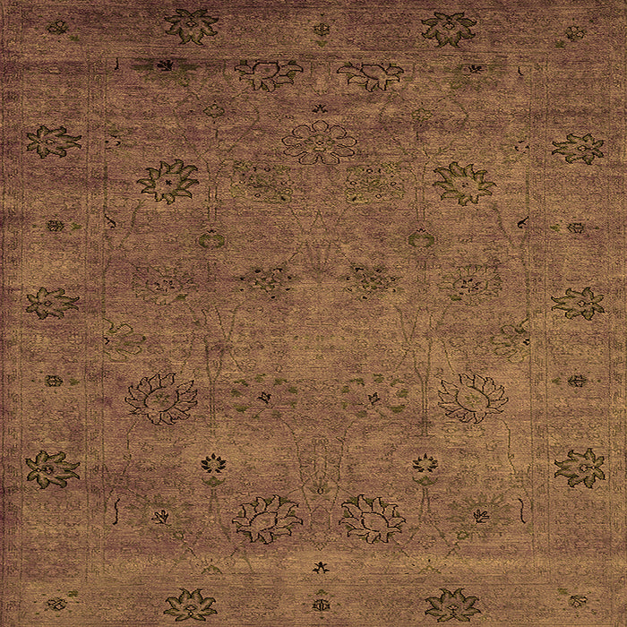 Square Machine Washable Oriental Orange Industrial Area Rugs, wshurb2453org