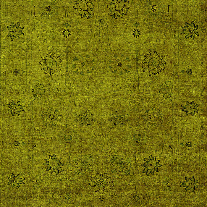 Machine Washable Oriental Yellow Industrial Rug, wshurb2453yw