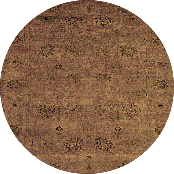 Round Machine Washable Oriental Orange Industrial Area Rugs, wshurb2453org