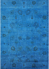 Machine Washable Industrial Modern Deep Sky Blue Rug, wshurb2453