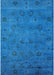 Machine Washable Industrial Modern Deep Sky Blue Rug, wshurb2453