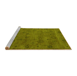 Sideview of Machine Washable Oriental Yellow Industrial Rug, wshurb2453yw