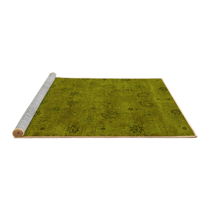 Sideview of Machine Washable Oriental Yellow Industrial Rug, wshurb2453yw