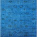 Square Mid-Century Modern Deep Sky Blue Oriental Rug, urb2453