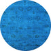 Round Oriental Light Blue Industrial Rug, urb2453lblu