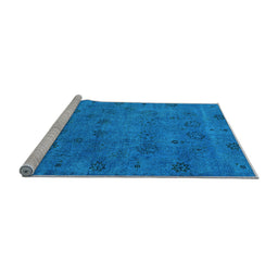Sideview of Machine Washable Oriental Light Blue Industrial Rug, wshurb2453lblu