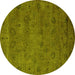 Round Oriental Yellow Industrial Rug, urb2453yw