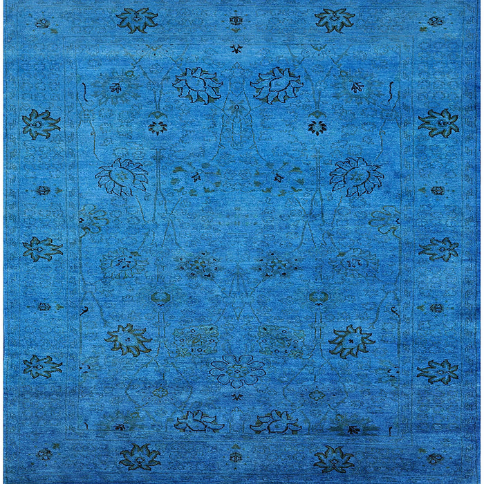 Square Machine Washable Industrial Modern Deep Sky Blue Rug, wshurb2453