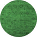 Round Oriental Emerald Green Industrial Rug, urb2453emgrn