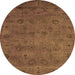 Round Oriental Orange Industrial Rug, urb2453org