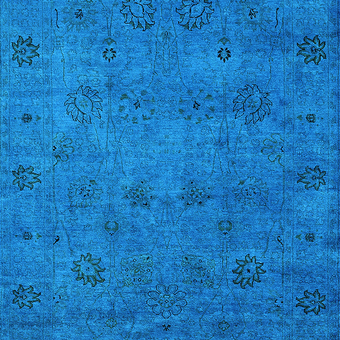Machine Washable Oriental Light Blue Industrial Rug, wshurb2453lblu