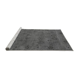 Sideview of Machine Washable Oriental Gray Industrial Rug, wshurb2453gry