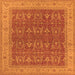 Square Machine Washable Oriental Orange Industrial Area Rugs, wshurb2454org