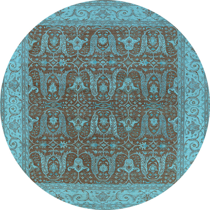 Round Oriental Light Blue Industrial Rug, urb2454lblu
