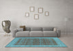 Machine Washable Oriental Light Blue Industrial Rug in a Living Room, wshurb2454lblu