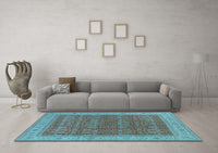 Machine Washable Oriental Light Blue Industrial Rug, wshurb2454lblu