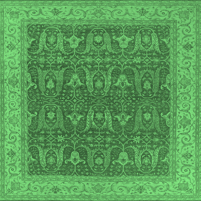 Square Machine Washable Oriental Emerald Green Industrial Area Rugs, wshurb2454emgrn