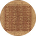 Round Oriental Brown Industrial Rug, urb2454brn