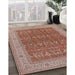 Mid-Century Modern Khaki Rose Pink Oriental Rug in Family Room, urb2454