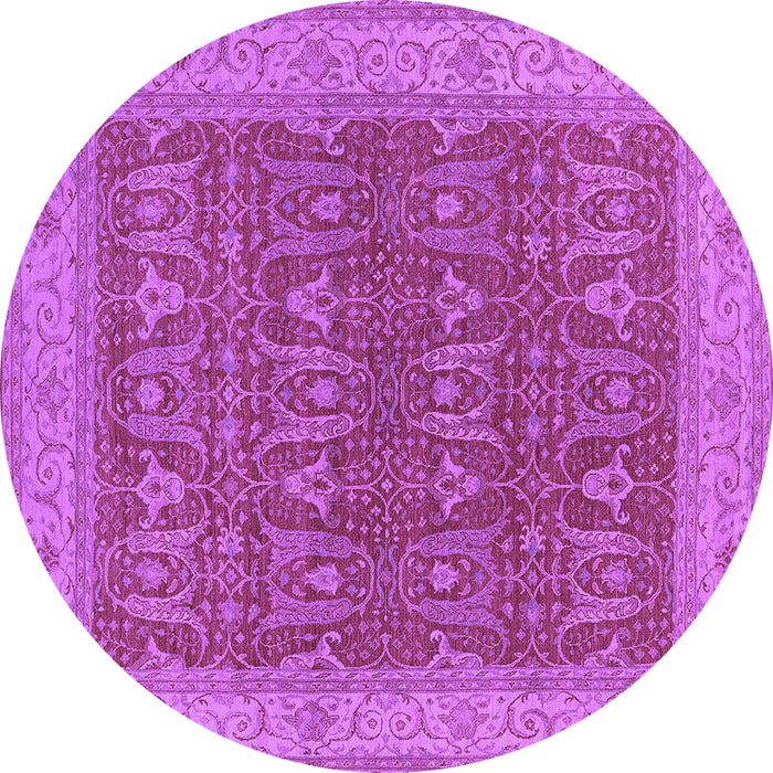Round Machine Washable Oriental Purple Industrial Area Rugs, wshurb2454pur