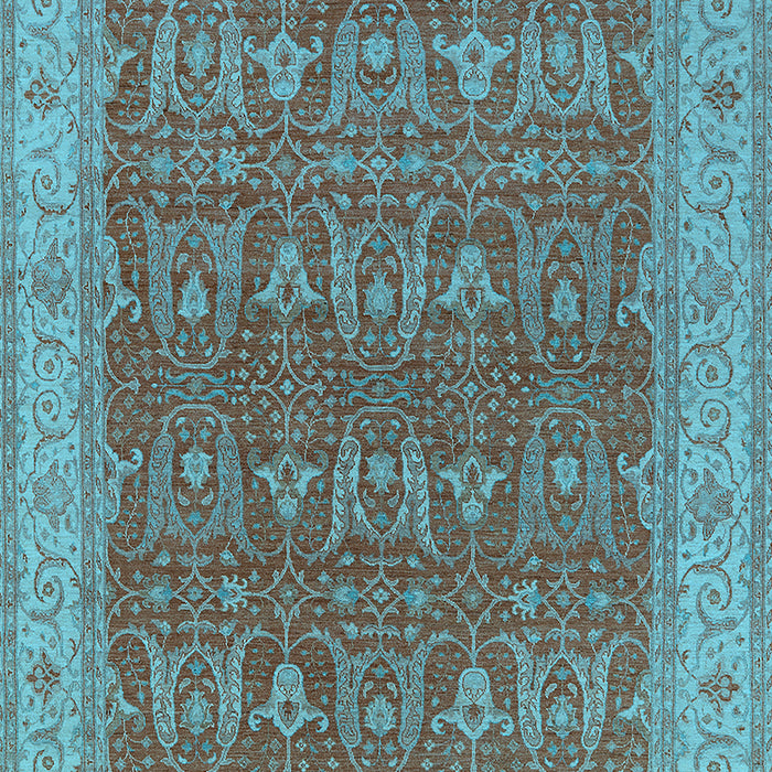 Machine Washable Oriental Light Blue Industrial Rug, wshurb2454lblu