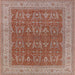 Square Mid-Century Modern Khaki Rose Pink Oriental Rug, urb2454