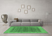 Machine Washable Oriental Emerald Green Industrial Area Rugs in a Living Room,, wshurb2454emgrn