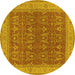 Round Oriental Yellow Industrial Rug, urb2454yw