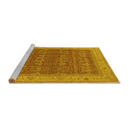 Sideview of Machine Washable Oriental Yellow Industrial Rug, wshurb2454yw