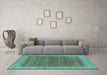 Machine Washable Oriental Turquoise Industrial Area Rugs in a Living Room,, wshurb2454turq