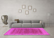 Machine Washable Oriental Pink Industrial Rug in a Living Room, wshurb2454pnk