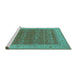 Sideview of Machine Washable Oriental Turquoise Industrial Area Rugs, wshurb2454turq