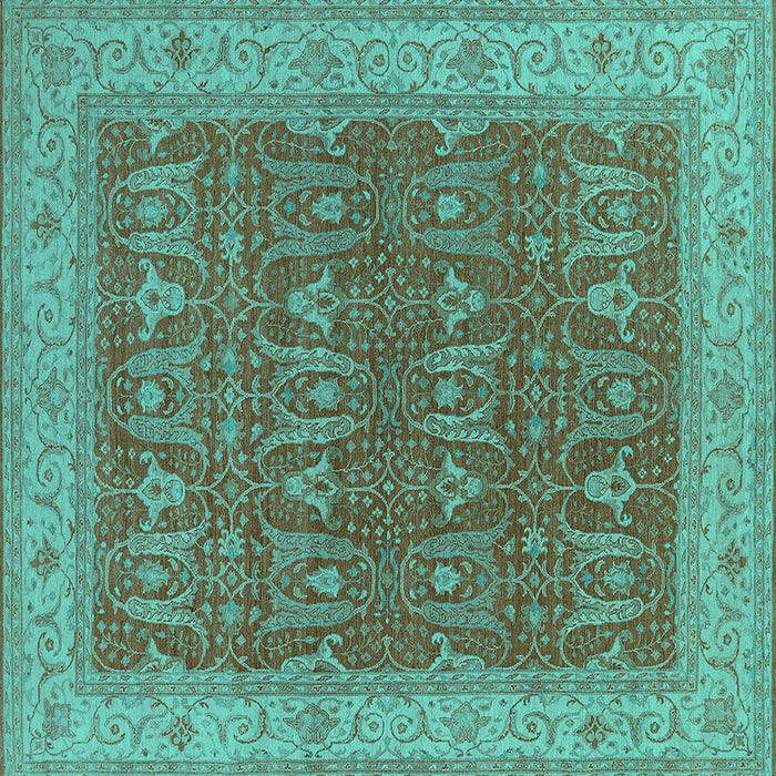 Square Oriental Turquoise Industrial Rug, urb2454turq